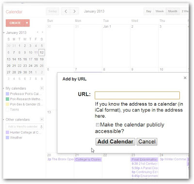 Paste iCal URL in Google Calendar